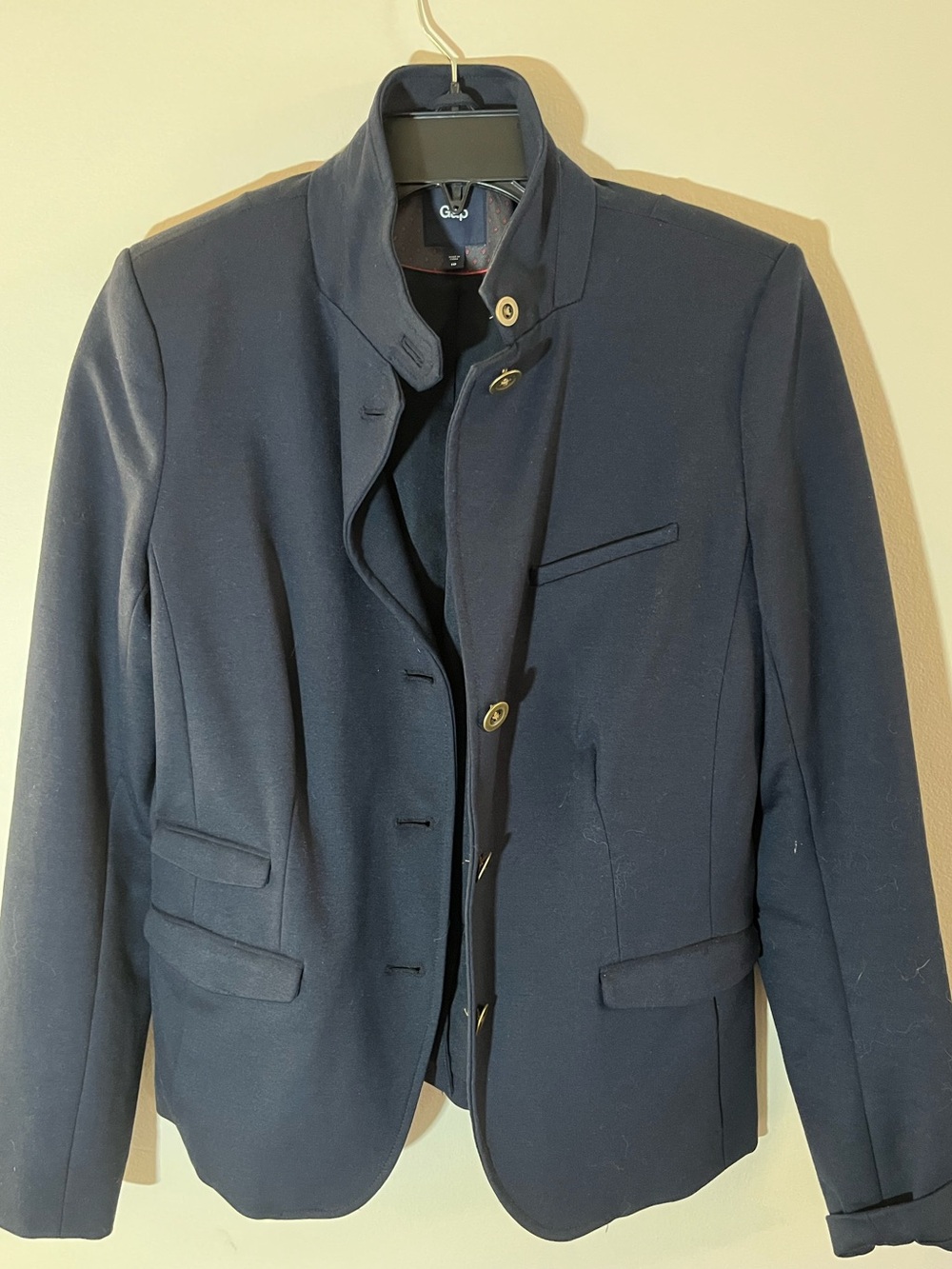 GAP Womens Dark Navy Stand-Collar Blazer
